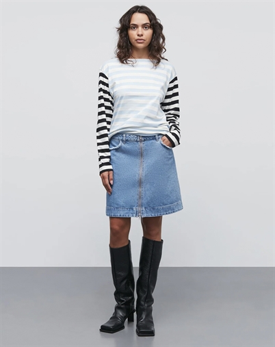 Mads Nørgaard - Classic Denim Riva Nederdel - Mid Blue Denim